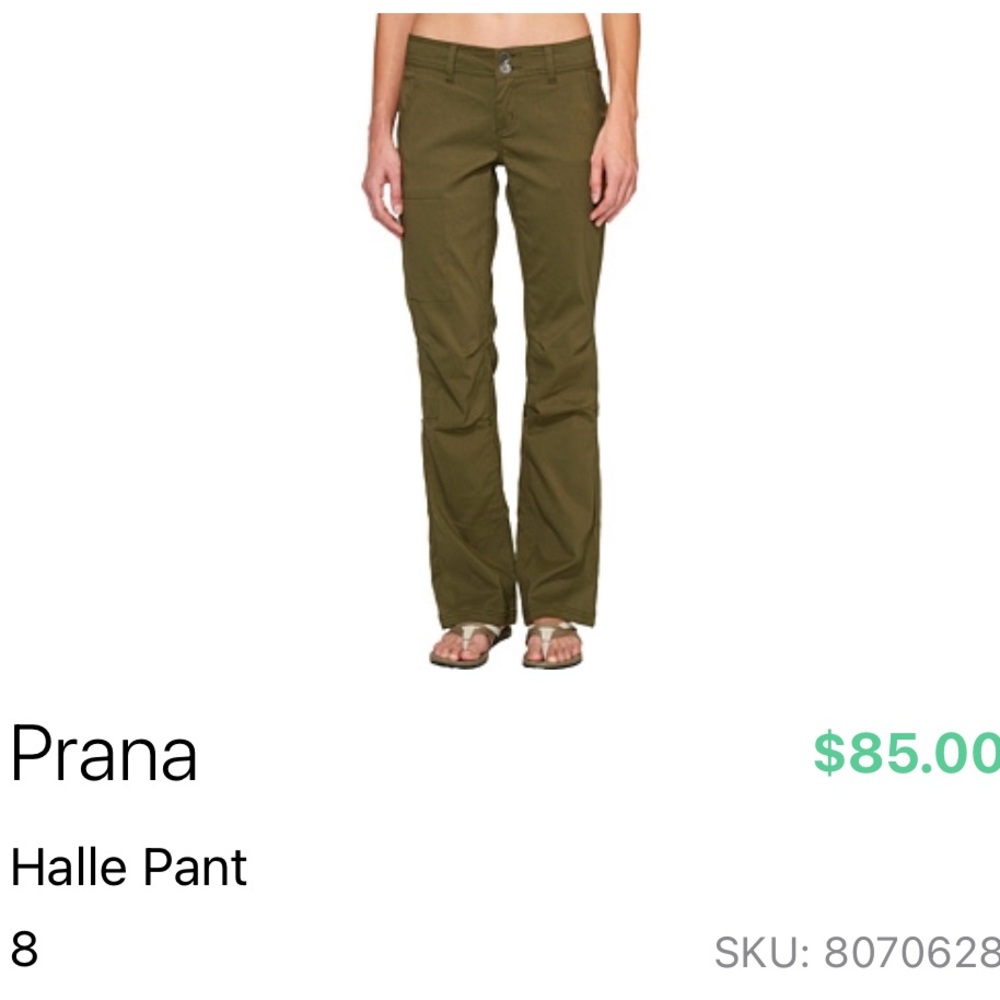 Prana Halle women’s size 8 regular hiking pants in olive green *excellent *